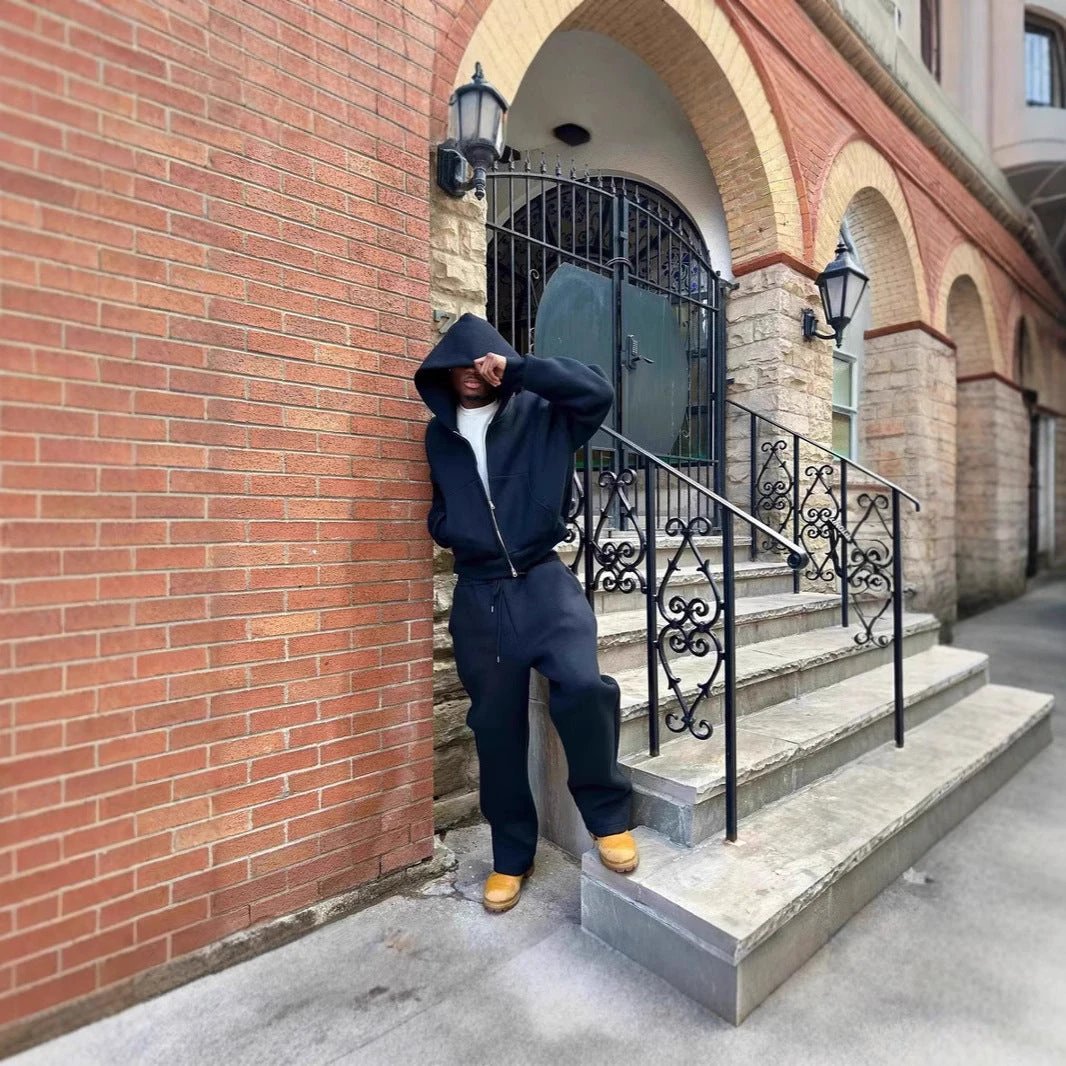 Retro Sports Casual Hoodie Leisure Suit by GJG Denim