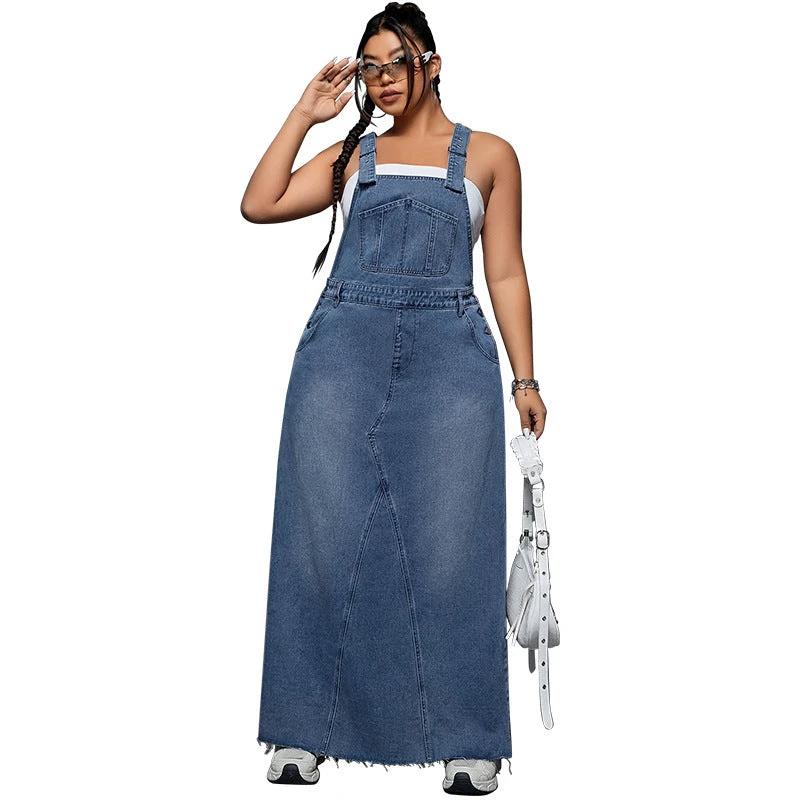 Women's Cool Denim Suspender Skirt by GJG Denim