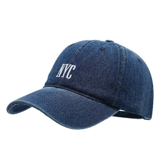 Men's Retro Denim "NYC" Peaked Cap by GJG Denim