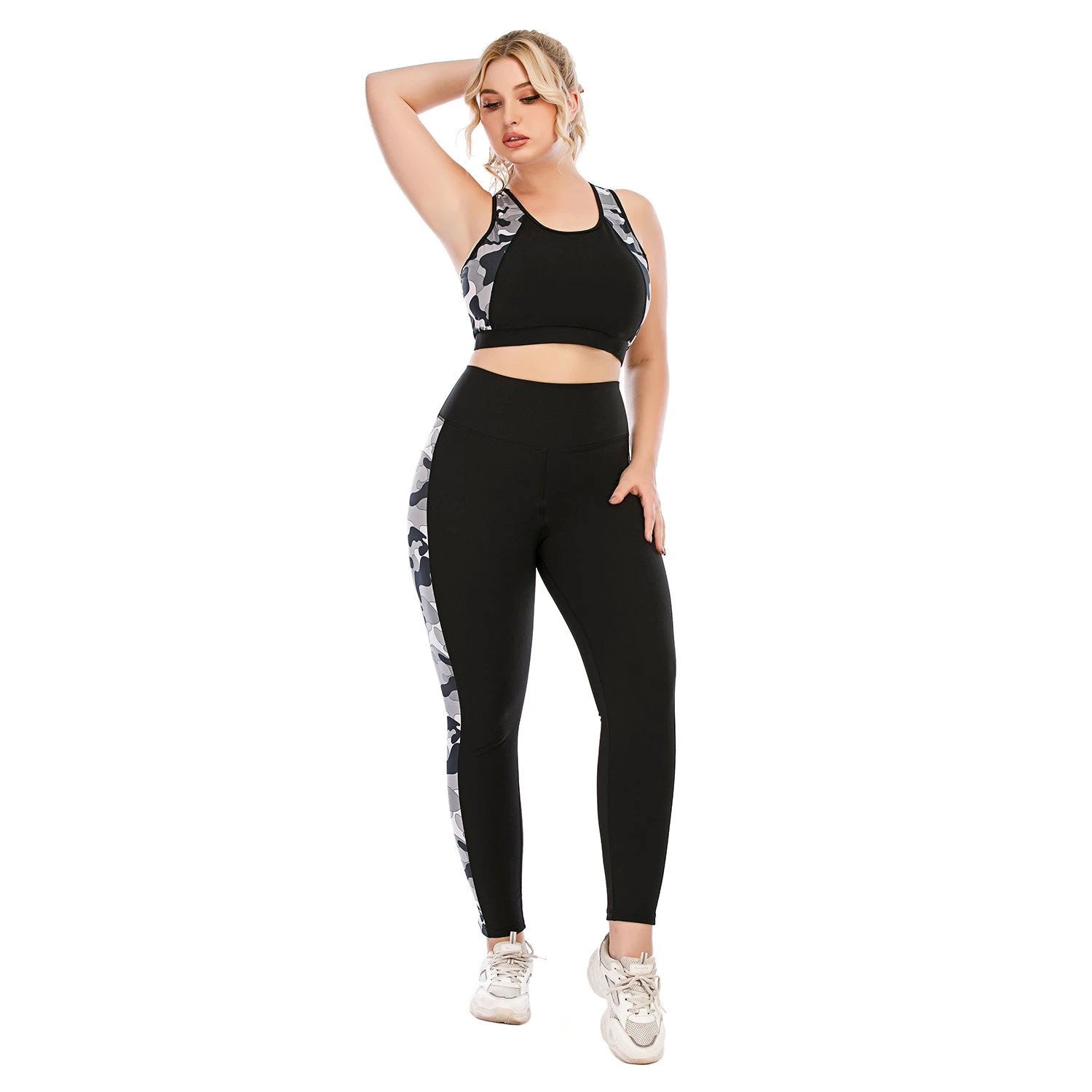 Workout Clothes Suit Plus Size Yoga Clothes Tight-Fitting Pants Sports Bra by GJG Denim