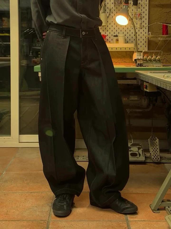 Men's Classic Pocket Denim Wide-Leg Jeans by GJG Denim