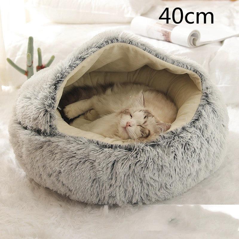 2 In 1 Dog And Cat Bed Pet Winter Bed Round Plush Warm Bed House Soft Long Plush Pets Bed Pet Products by GJG Denim