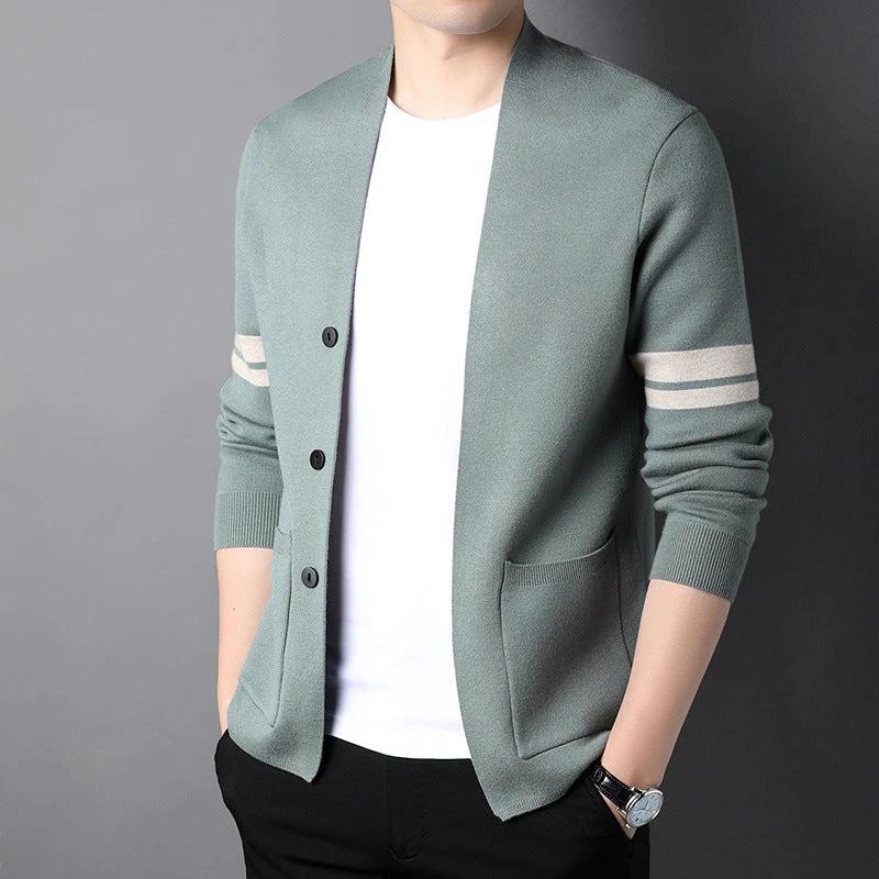 Men's Versatile Solid-color Knit Sweater by GJG Denim
