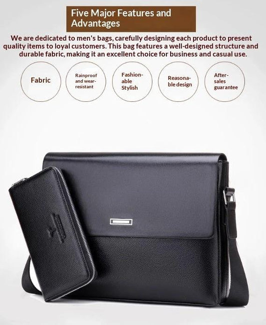 Trendy Men's Business Office And Casual Large-capacity Leather Bag by GJG Denim