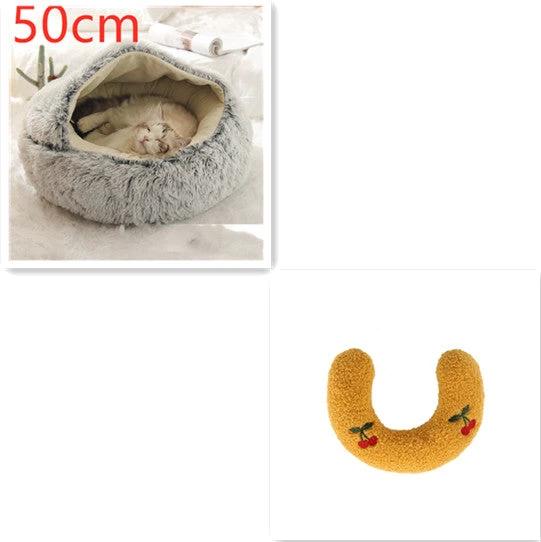 2 In 1 Dog And Cat Bed Pet Winter Bed Round Plush Warm Bed House Soft Long Plush Pets Bed Pet Products by GJG Denim
