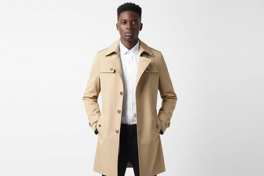Mid-length Lapel Casual Fashionable Versatile Trench Coat For Men by GJG Denim
