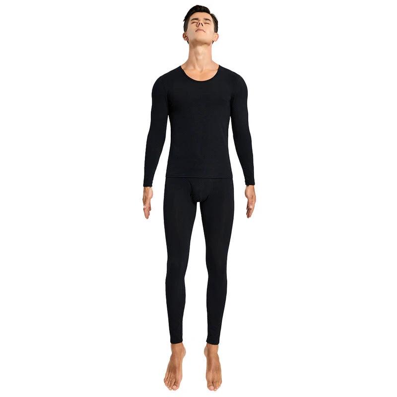 Men's Thermal Underwear Knitted Cotton Stretchy Close-fitting Set by GJG Denim