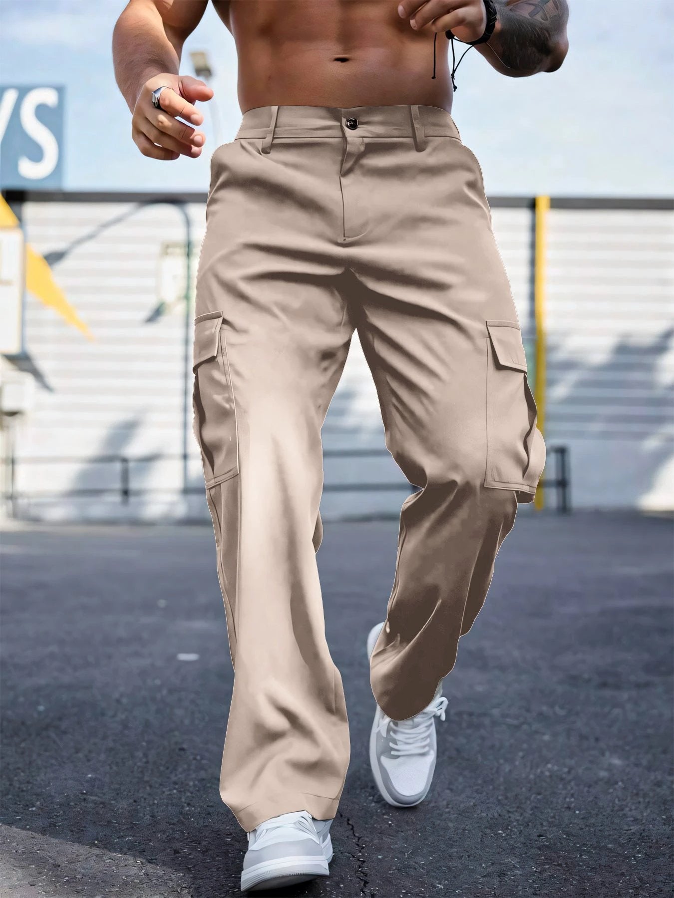 Wear-resistant Sports Straight Loose Cargo Pants by GJG Denim