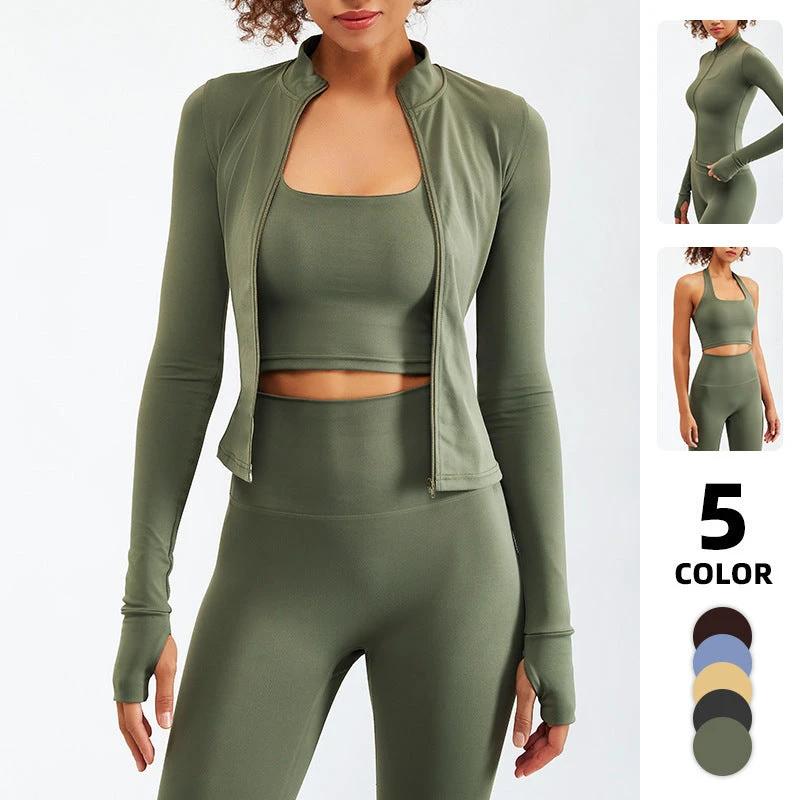 Nude Feel Yoga Long-sleeve Zipper Workout Clothes Suit by GJG Denim