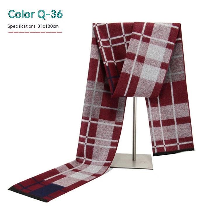 Men's Striped Winter Warm Artificial Cashmere Scarf For Men by GJG Denim