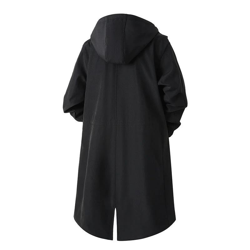 Men's Solid Color Large Size Casual Mid-length Trench Coat by GJG Denim