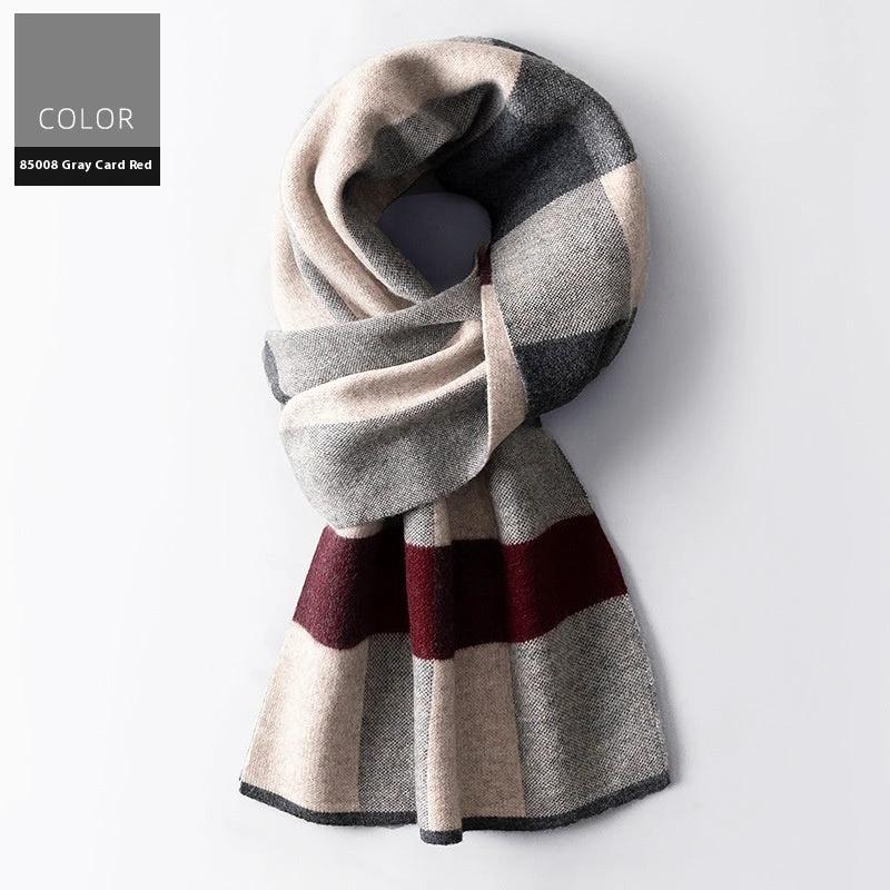 Men's Wool Winter Plaid Double-sided Scarf by GJG Denim