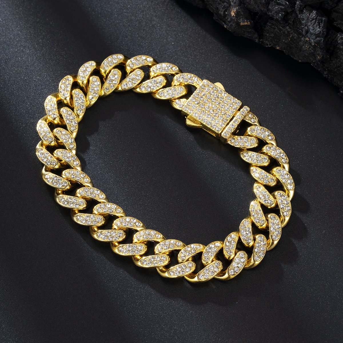 Spring Buckle Cuba Bracelet Alloy Full Diamond by GJG Denim