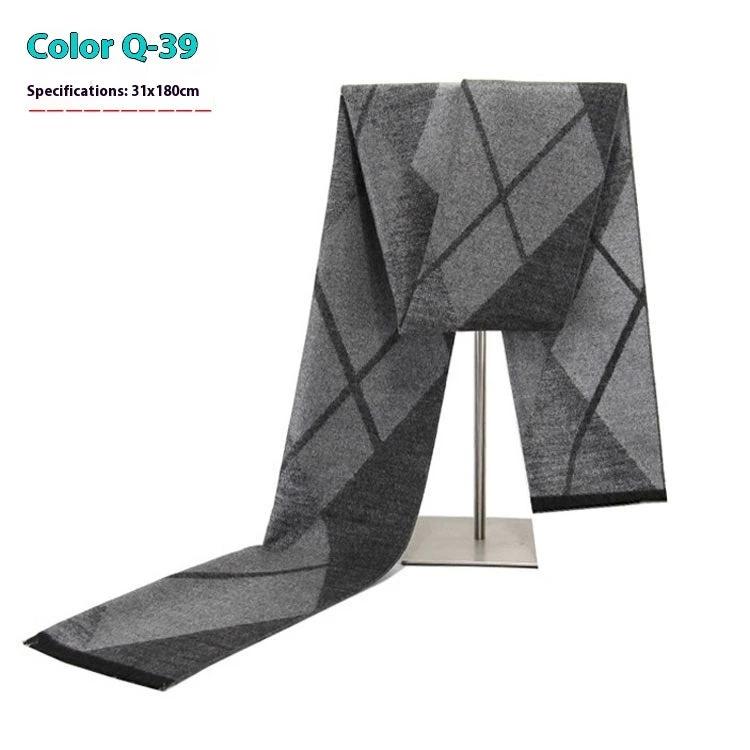 Men's Warm Cashmere-like Striped Scarf by GJG Denim
