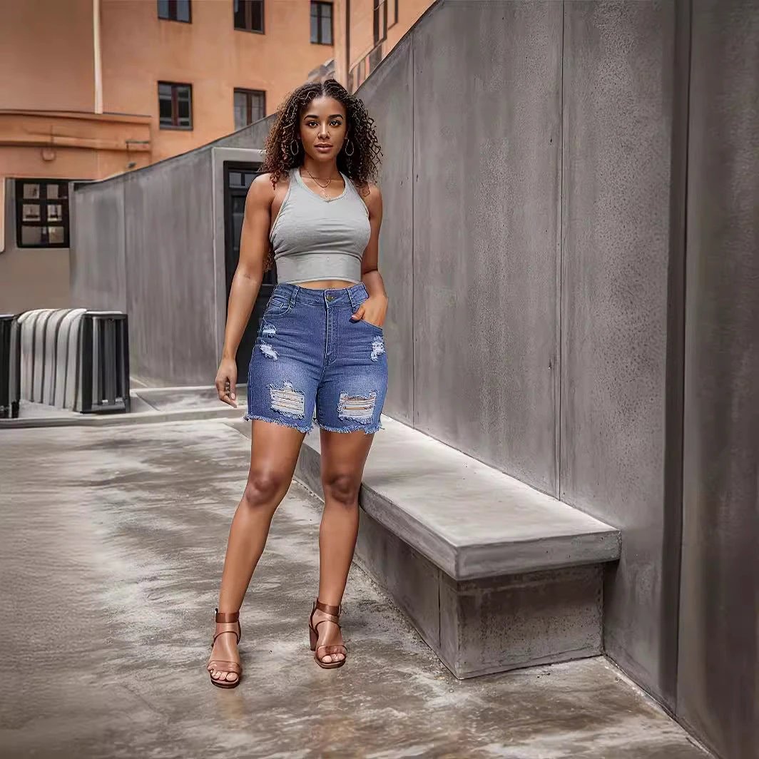 Ripped Denim Shorts by GJG Denim