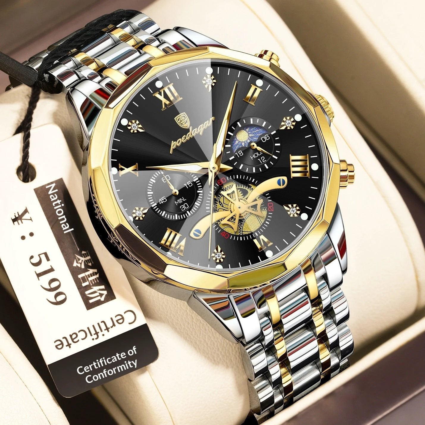 Waterproof Multifunctional Quartz Watch For Men by GJG Denim
