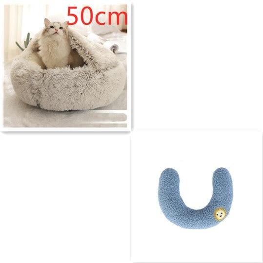 2 In 1 Dog And Cat Bed Pet Winter Bed Round Plush Warm Bed House Soft Long Plush Pets Bed Pet Products by GJG Denim