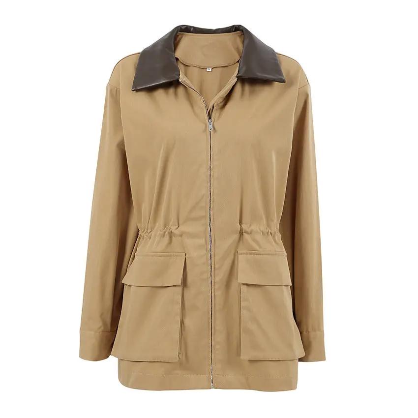 Commuter-style Retro Color-block Mid-length Trench Coat by GJG Denim