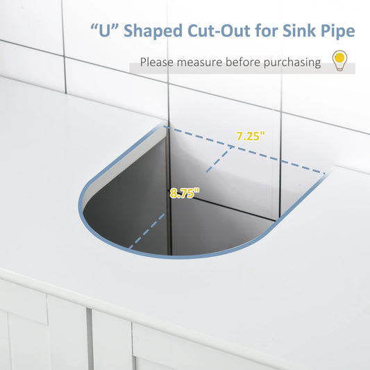 Bathroom Vanities, Bathroom Sink Cabinets With U-Shape Cut-Out And Adjustable Internal Shelf, White by GJG Denim