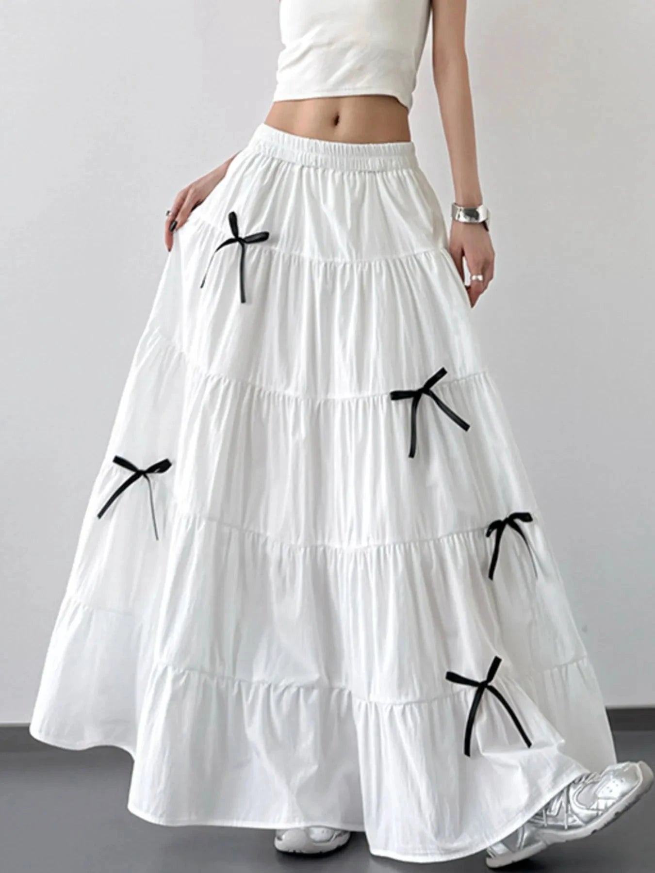 Tiered Bow Maxi Skirt by Lady Ros