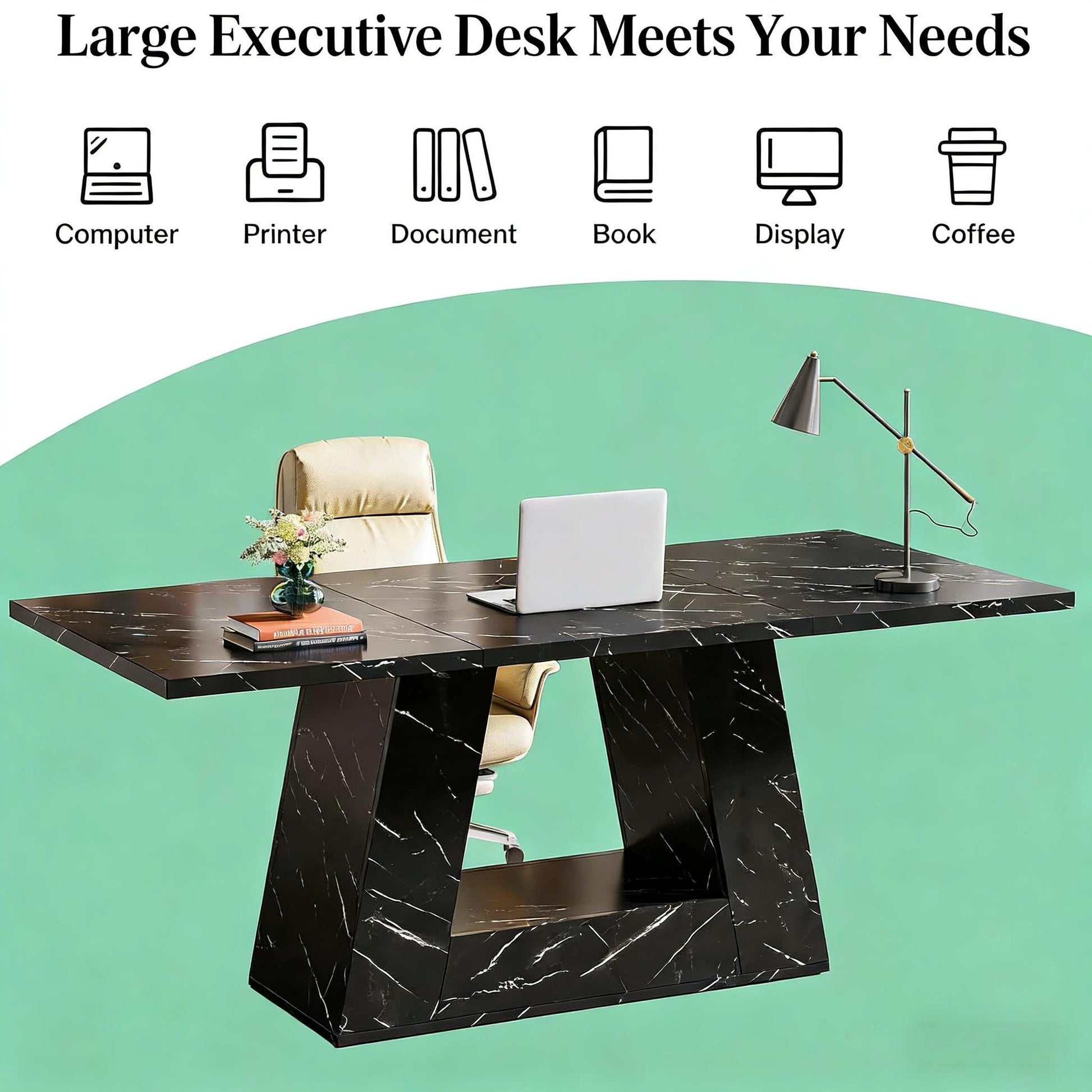 Spacious Office Desk, Computer Desk, Executive Desk by GJG Denim