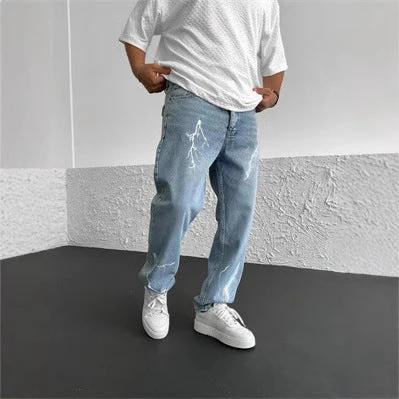 Men's Straight Loose Wide Leg Jeans by GJG Denim