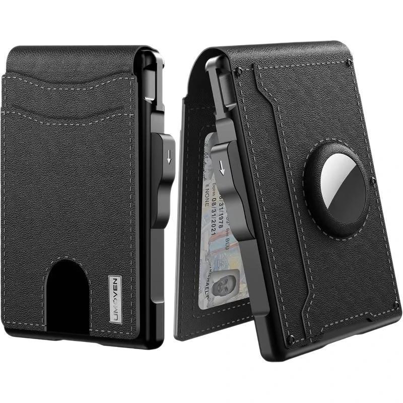 Men's Card Holder Large Capacity Flip Carbon Fiber Metal Cartridge by GJG Denim