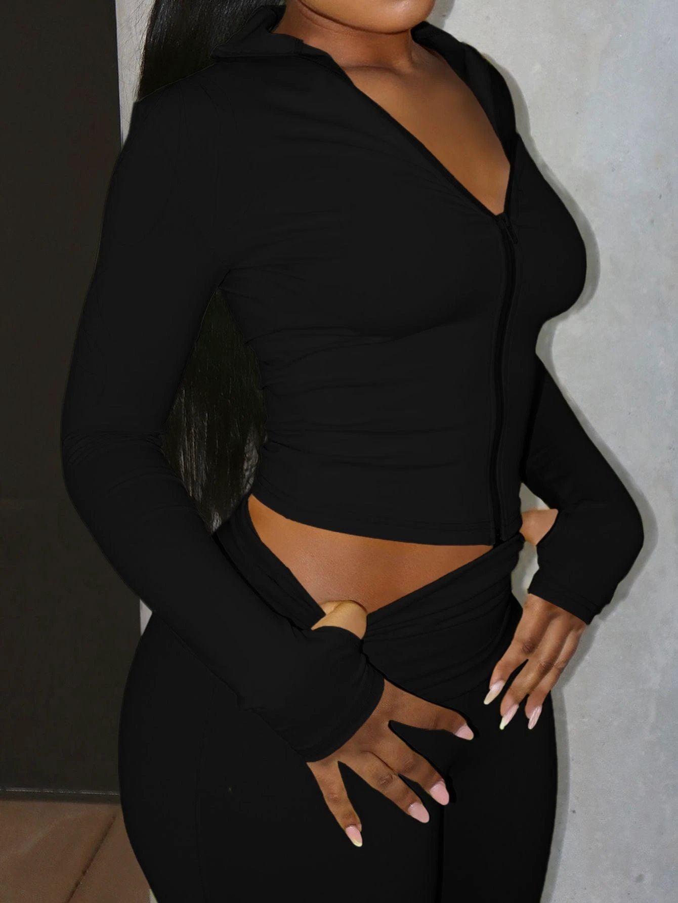 Yoga Sports Jacket And Tight-fitting Pants Two-piece Set by GJG Denim