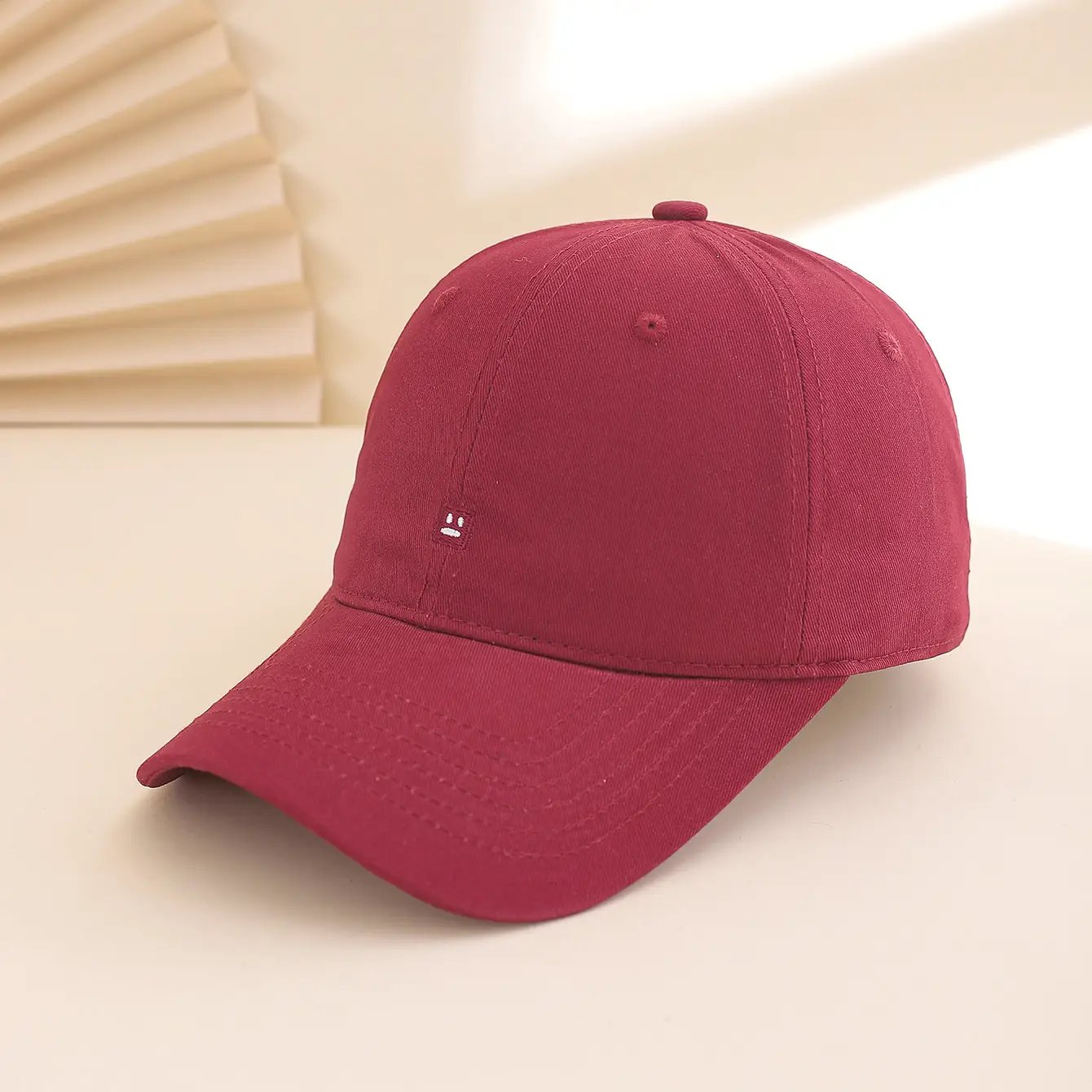 Solid-color Embroidered Smiling Face Baseball Cap For Daily Commuting, Sun Protection While Traveling, And Photography Purposes. by GJG Denim