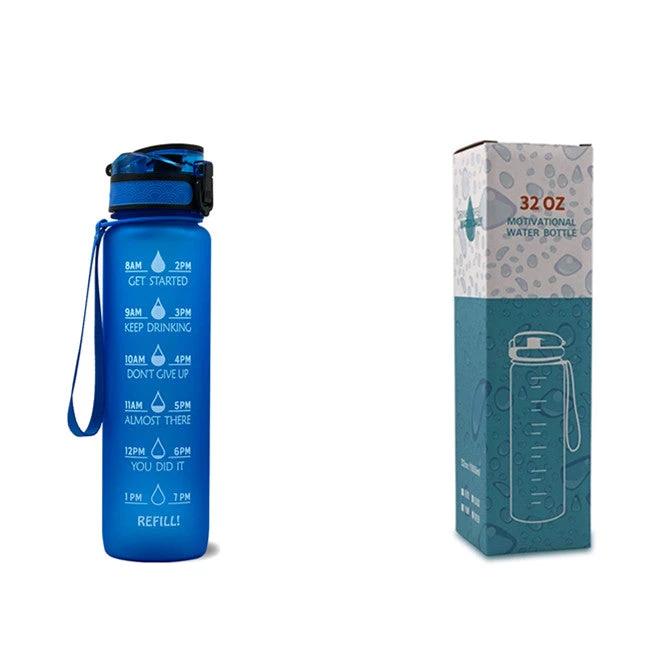 1L Tritan Water Bottle With Time Marker Bounce Cover Motivational Water Bottle Cycling Leakproof For Sports Fitness by GJG Denim
