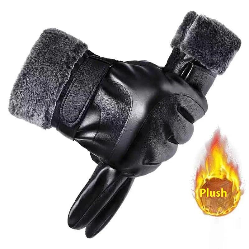 Men's Fleece-lined Thick Windproof Gloves by GJG Denim