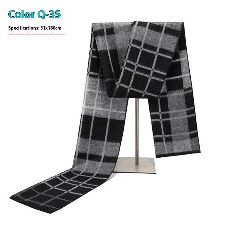 Men's Warm Cashmere-like Striped Scarf by GJG Denim
