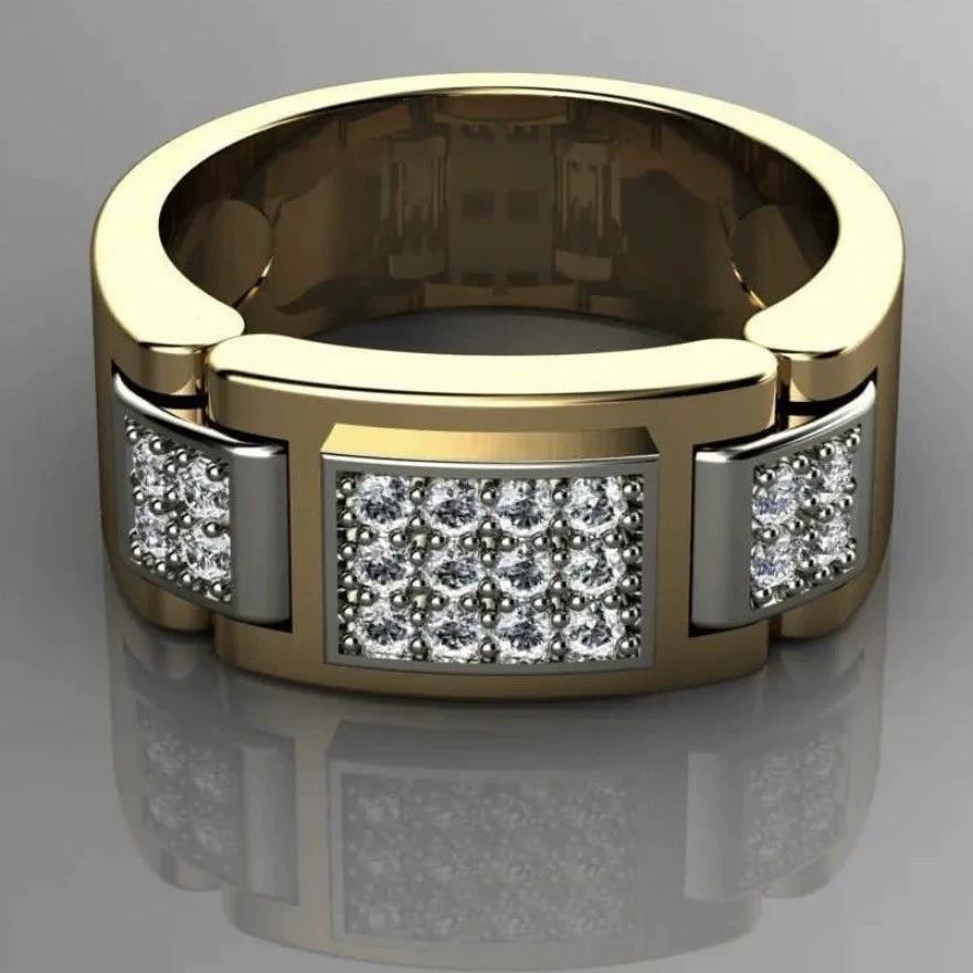 Fashion Rectangular Full Diamond Like Men's Ring by GJG Denim
