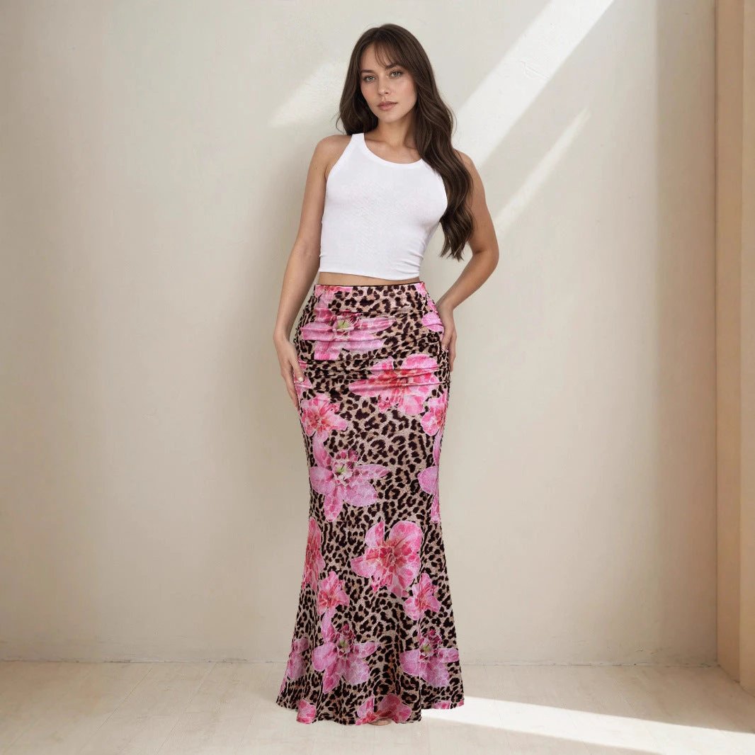 New Leopard Print Midi Skirt by GJG Denim