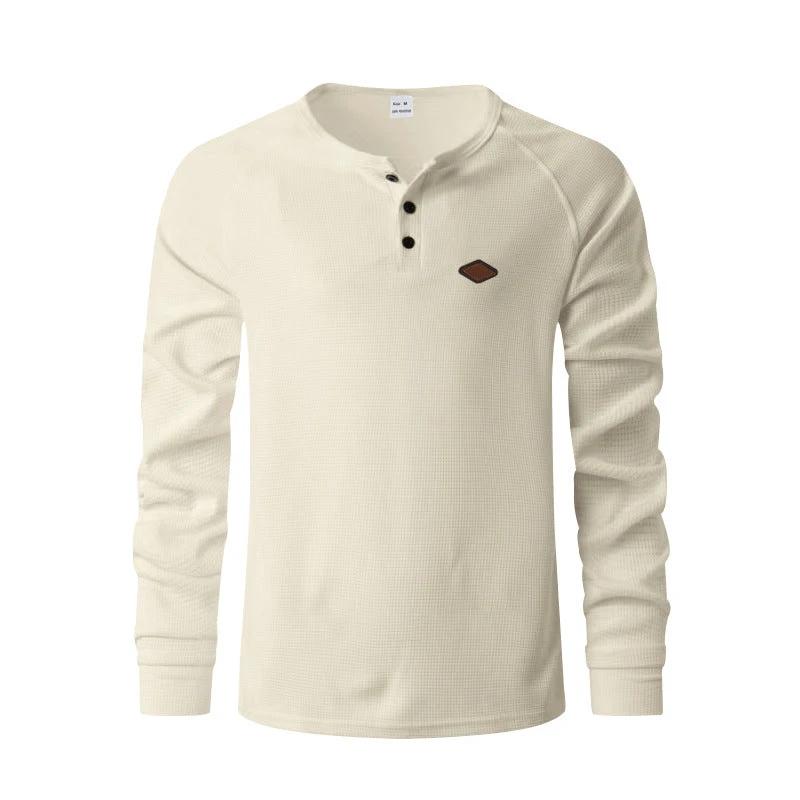Waffle Buckle Quick-drying Raglan Henry Long Sleeve by GJG Denim