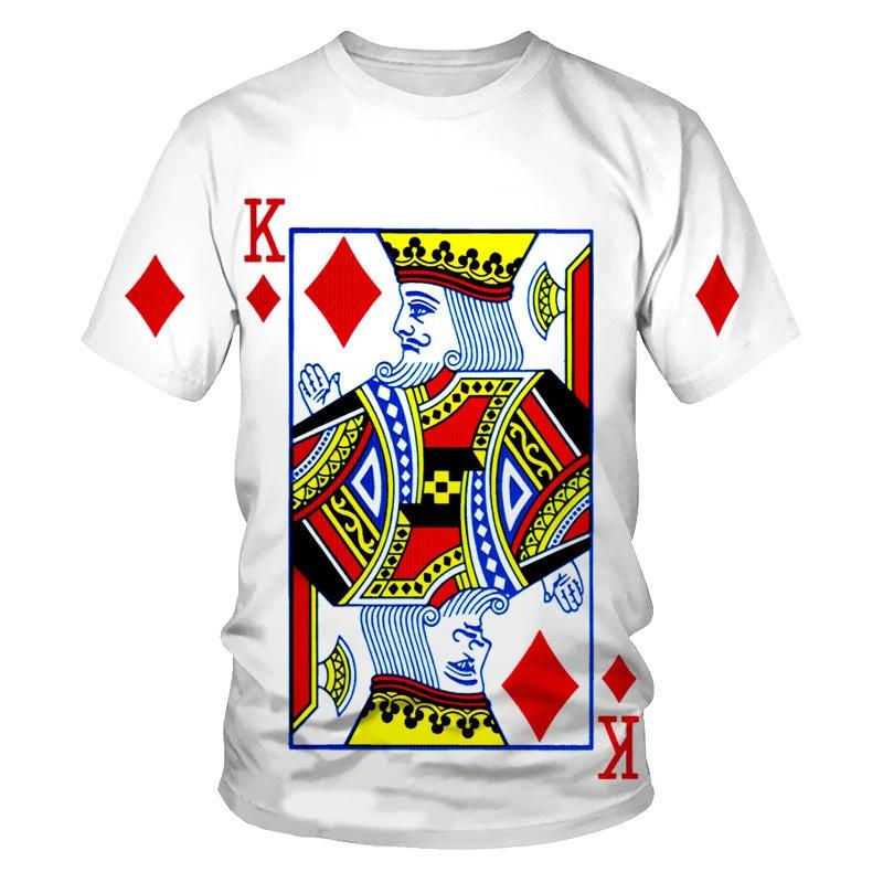 Poker Men's T-shirt 3D Digital Printing Short Sleeve by GJG Denim