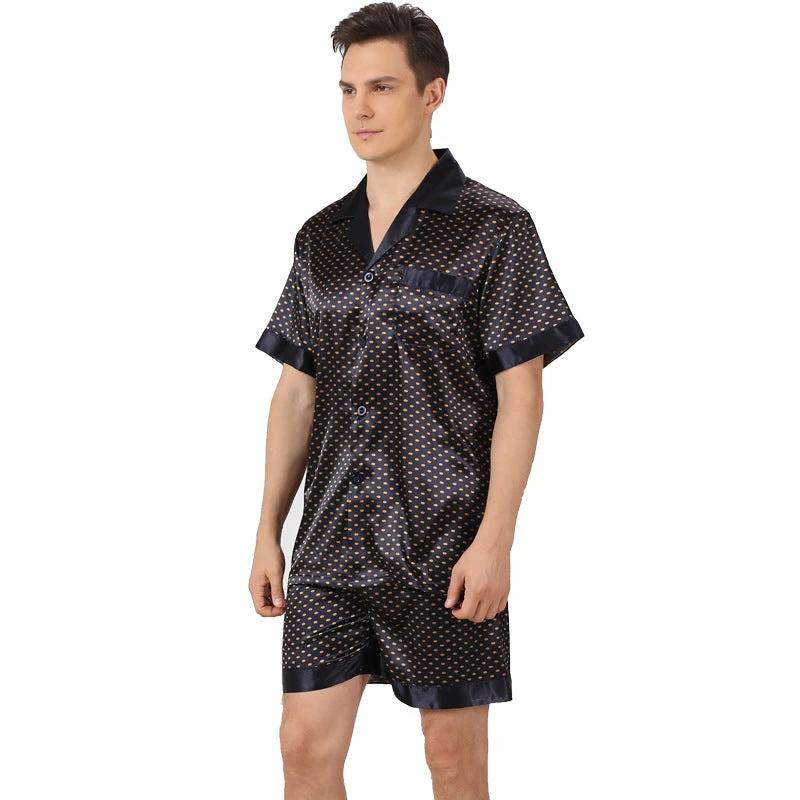 Men's Printed Short-sleeved Shorts Pajama Set by GJG Denim