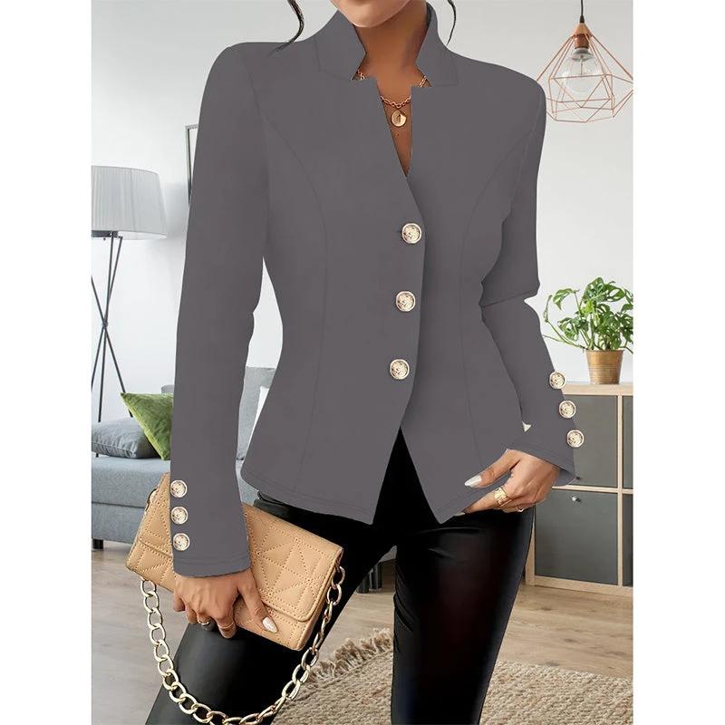 Women Casual Blazers Long Sleeve Business Outerwear Slim Fitting Single Breasted Jacket by GJG Denim
