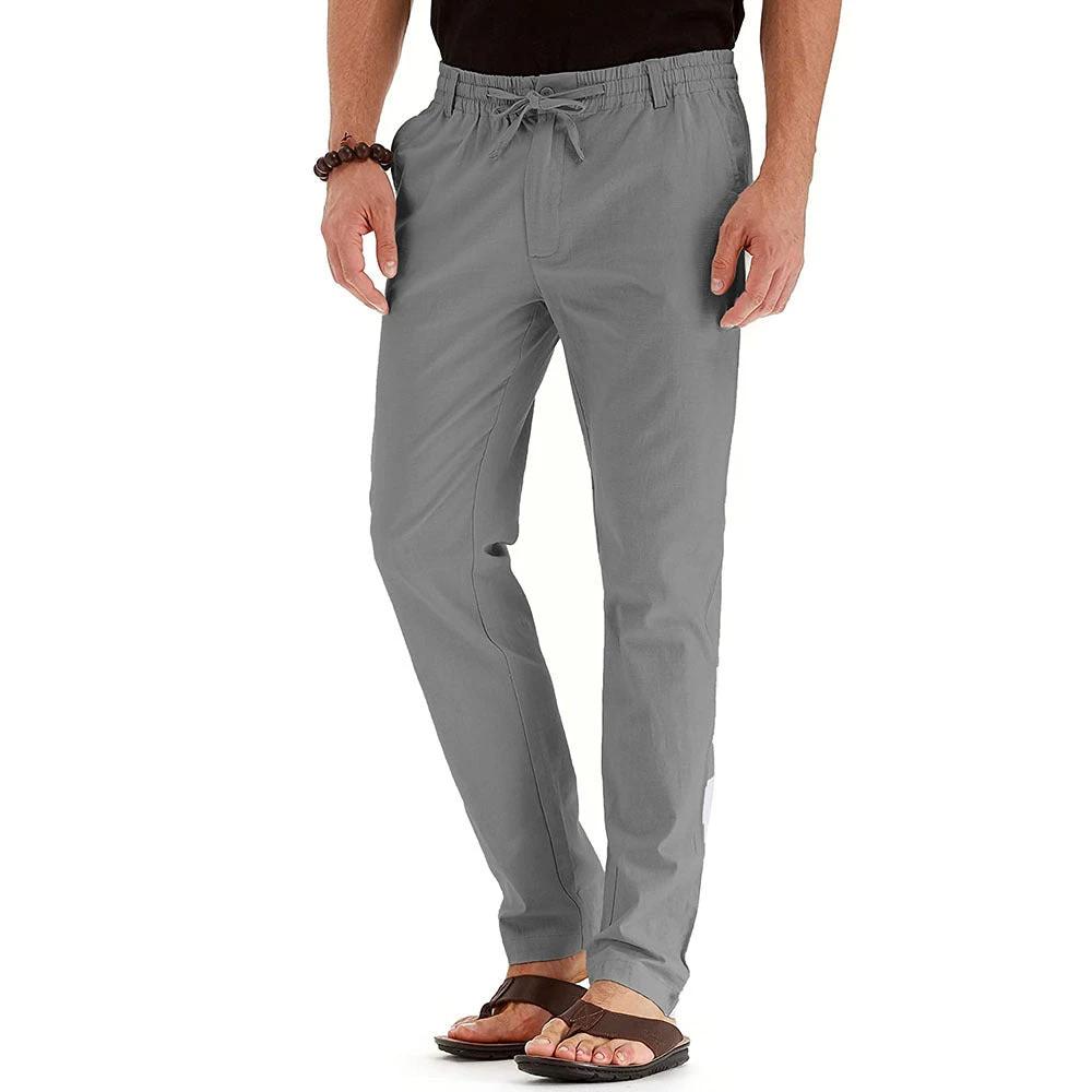 Me's Business Casual Loose Large Size Elastic Waist With Solid Color Pants by GJG Denim