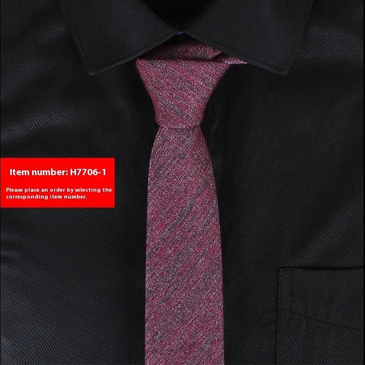 Solid Color Narrow Cotton Men's 6cm Tie by GJG Denim