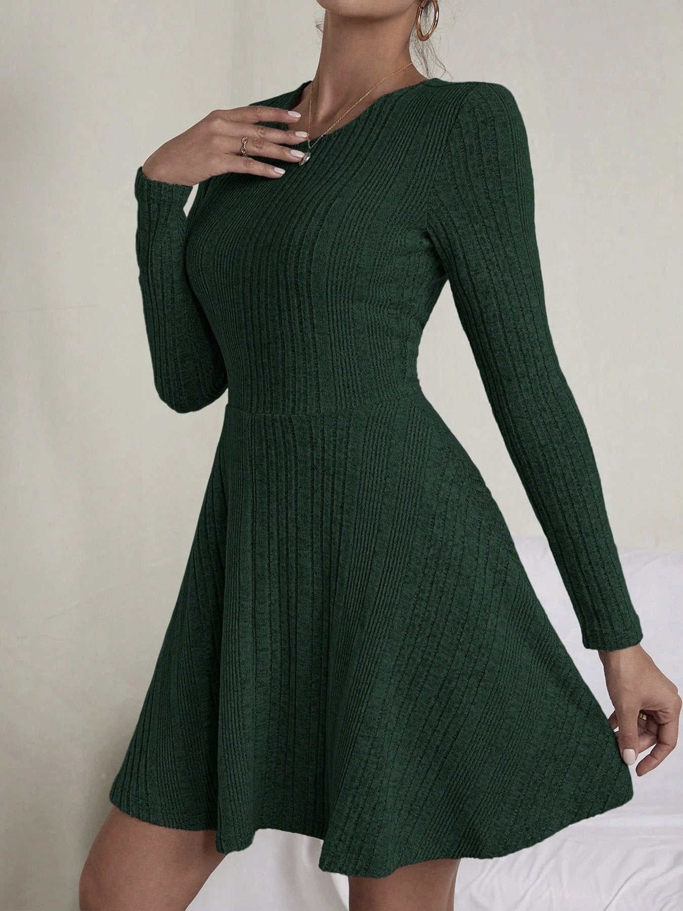 Women's Elegant Rib Knitted Skirt Solid Color by GJG Denim