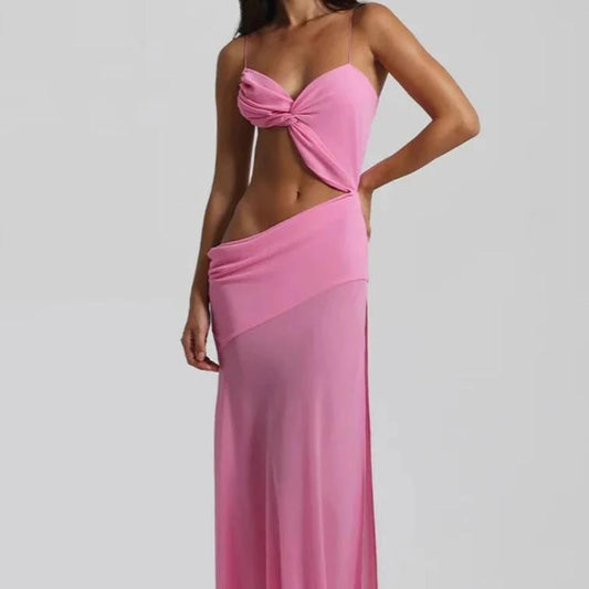 Solid-color Slim-fit Tube Top High-waist Maxi Dress by GJG Denim
