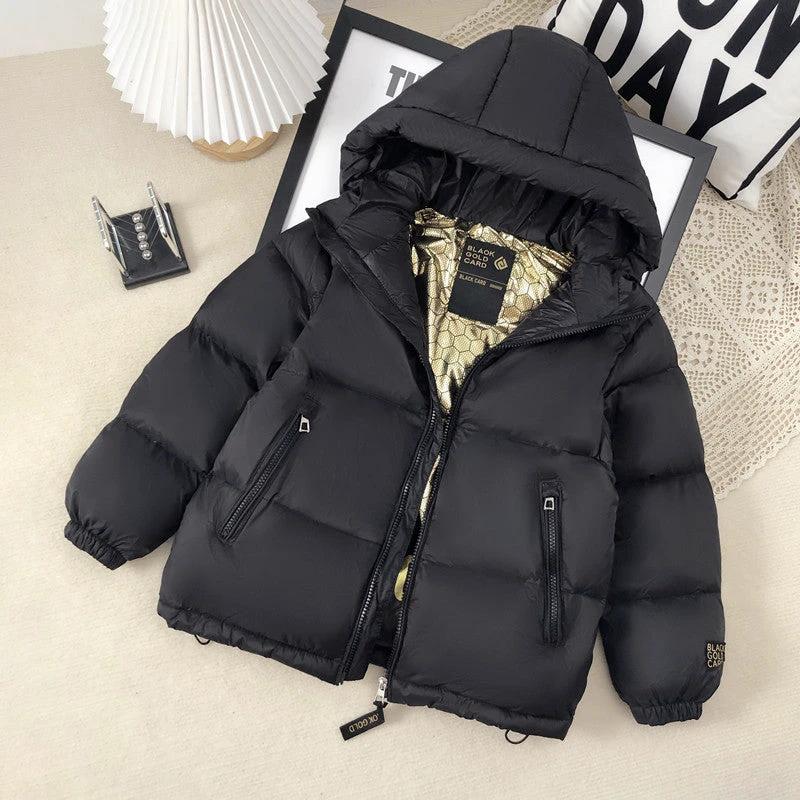 Trendy Best-selling Black Gold Children's Down Jacket by GJG Denim