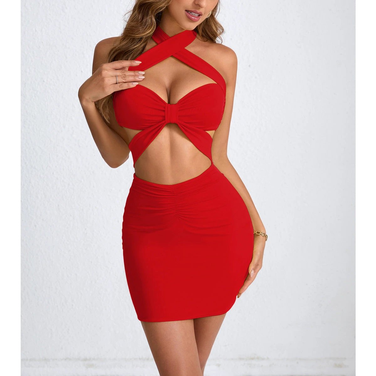 Summer Hollow-Out Neck-Tied Bodycon Sexy Dress by GJG Denim