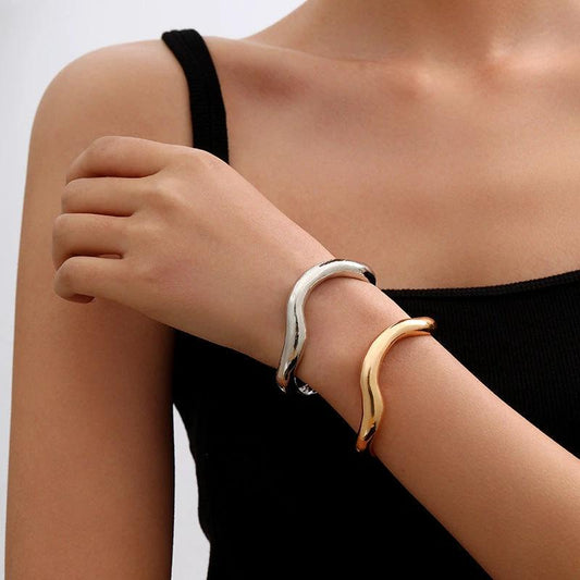 Metal Irregular Lava Bracelet For Women Fashion Special-interest Open-end Polished by GJG Denim