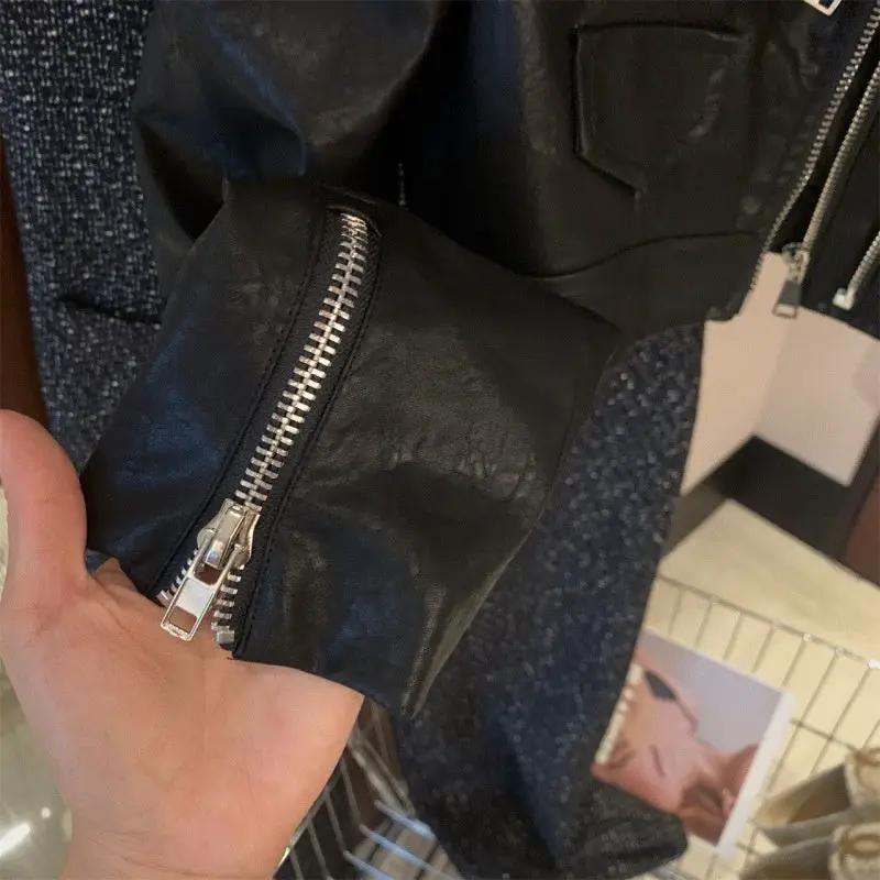 Loose-fitting Versatile Washed Leather Jacket by GJG Denim