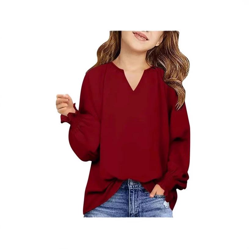 New Loose-fitting Solid Color Long Sleeves Children's Clothing Shirt by GJG Denim
