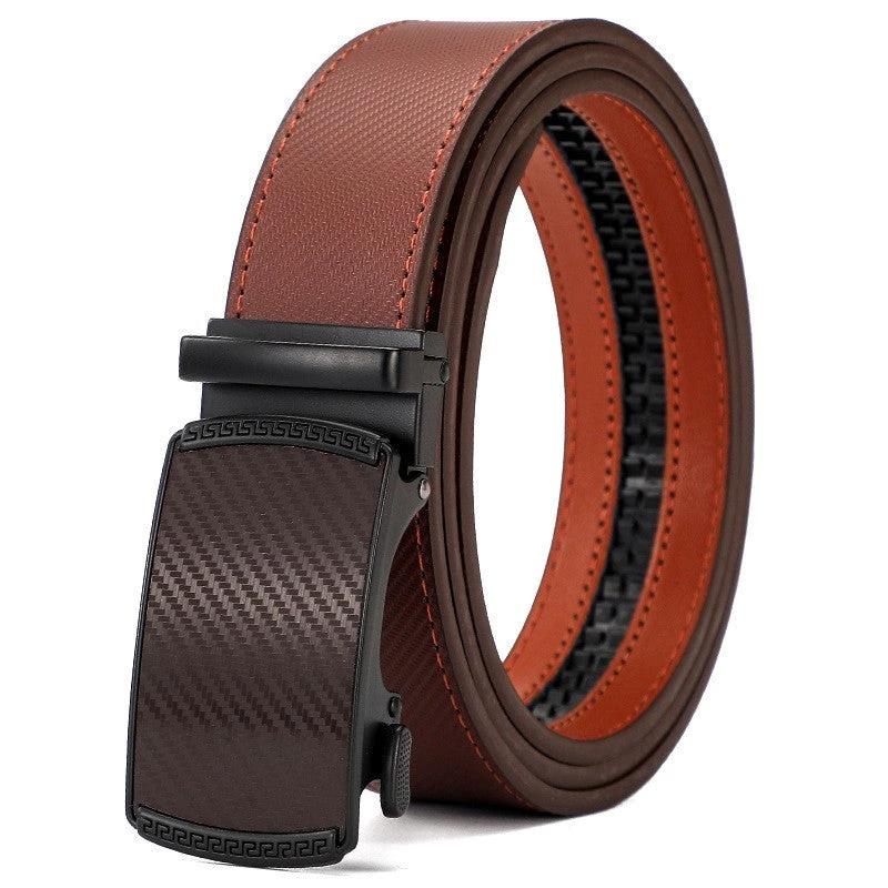 Automatic Buckle Leisure Business Belt Cowhide Belt by GJG Denim