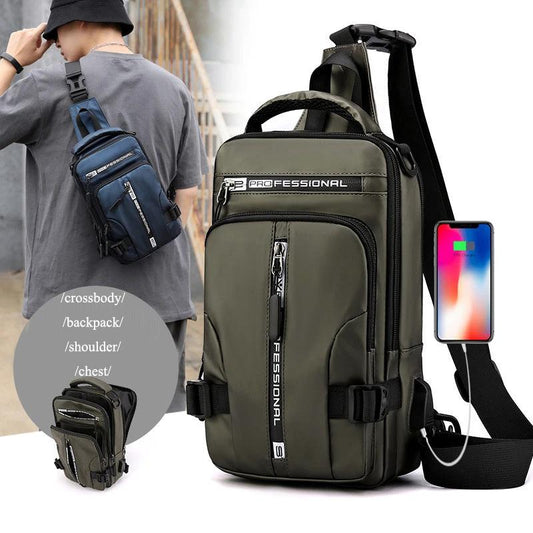 Men's Crossbody Multifunctional Backpack by GJG Denim