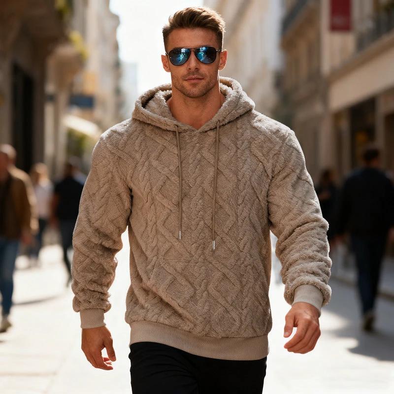 Men's Casual Heavy Double-sided Loose Pullover Hoodie by GJG Denim